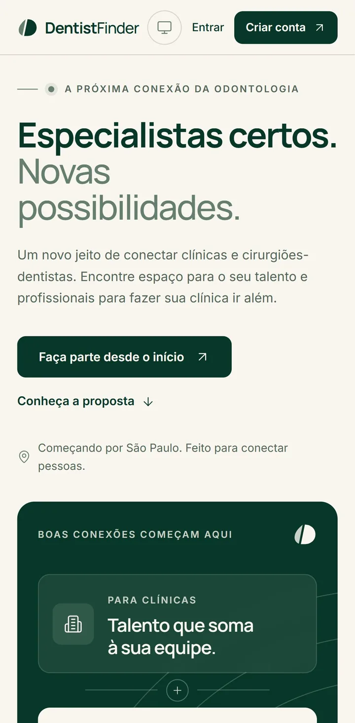 Dentist Finder landing on mobile