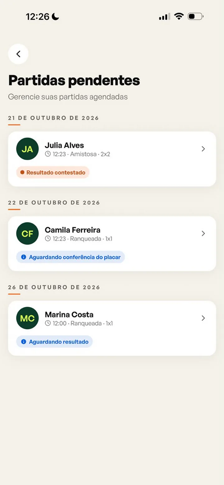 Pending matches